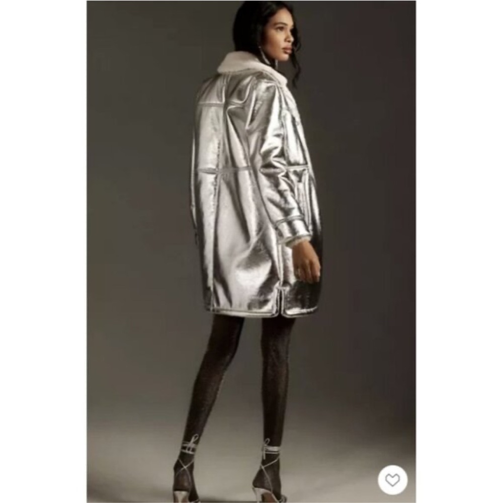 7 For All Mankind Metallic Silver Coat